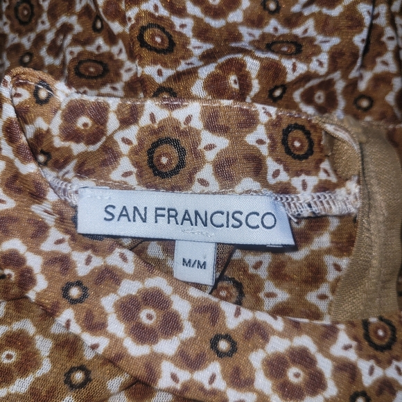San Francisco Brown Patterned Long Sleeve Top M - Picture 6 of 6